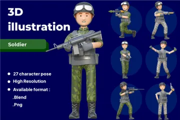 Soldier 3D Illustration Pack