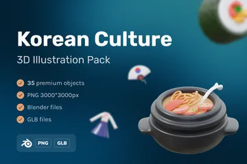 Koreanische Kultur 3D Icon Pack