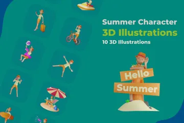 Sommercharakter 3D Illustration Pack