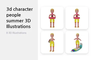 Sommercharakter 3D Illustration Pack