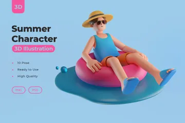Sommercharakter 3D Illustration Pack
