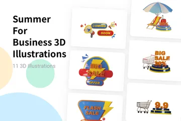 Sommer für Unternehmen 3D Illustration Pack