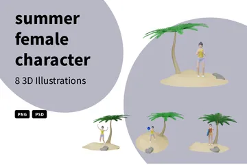 Sommer weibliche Figur 3D Illustration Pack
