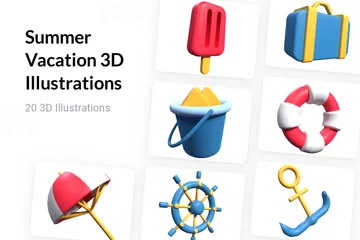 Sommerurlaub 3D Illustration Pack