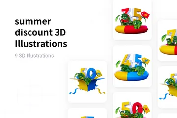 Sommerrabatt 3D Illustration Pack