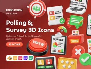 Encuestas y encuestas Paquete de Icon 3D