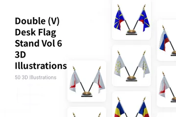 Soporte para bandera de escritorio doble (V) Vol. 6 Paquete de Illustration 3D