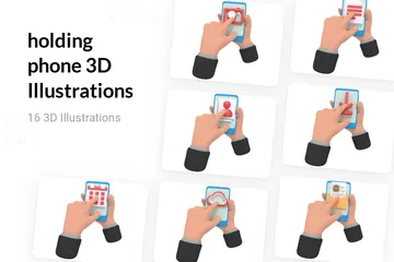 Sosteniendo el teléfono Paquete de Illustration 3D