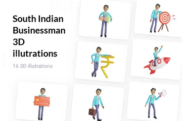 South Indian Businessman 3D Illustration Pack