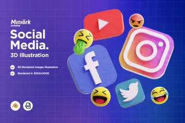 Sozialen Medien 3D Logo Pack
