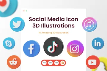 Free Sozialen Medien 3D Logo Pack