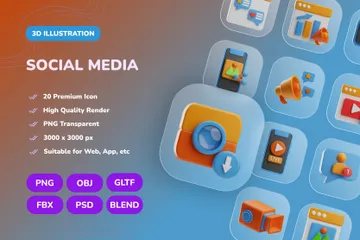 Sozialen Medien 3D Icon Pack