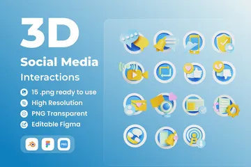 Soziale Medien Interaktiv 3D Icon Pack