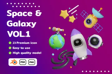 Space And Galaxy 3D Icon Pack
