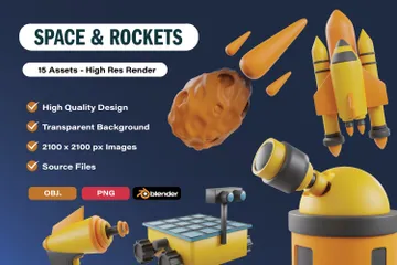 Space And Rockets 3D Icon Pack