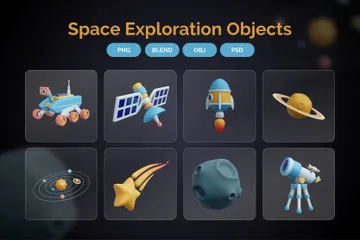 Space Exploration Objects 3D Icon Pack