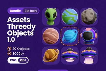 Space Galaxy Objects 3D Icon Pack