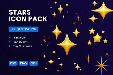 Sparkling Stars 3D Icon Pack