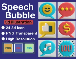 Speech Bubble 3D Icon Pack