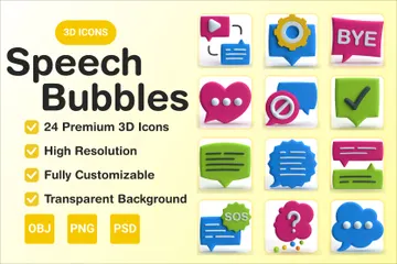 Speech Bubbles 3D Icon Pack