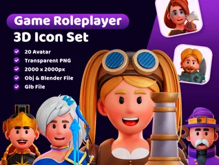 Spiel Rollenspieler 3D Icon Pack