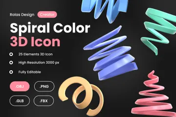 Spiral Geometry Color 3D Icon Pack