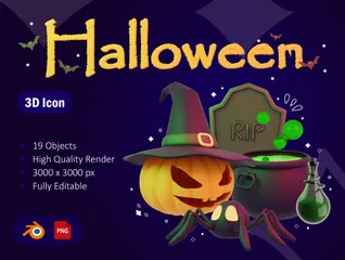 Spooky Halloween Background Decoration 3D Icon Pack