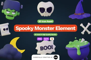 Spooky Monster 3D Icon Pack
