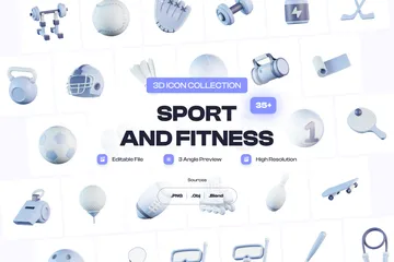 Sport- und Fitnessgeräte 3D Icon Pack