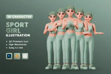 스포츠 소녀 3D Illustration 팩