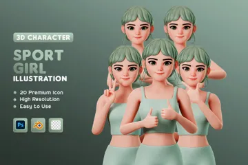Sport Mädchen 3D Illustration Pack