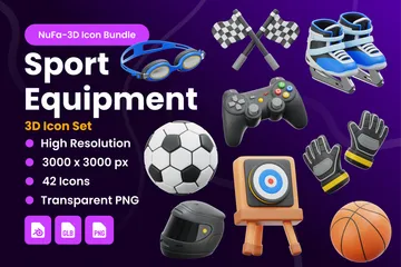 Sportausrüstung 3D Icon Pack