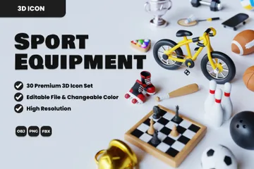 Sports And Equipment 3D Icon Pack