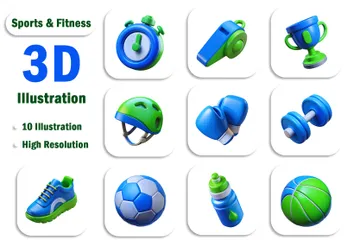 Sports And Fitness 3D Icon Pack
