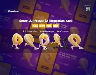 Sports And Lifestyle 3D Icon Pack