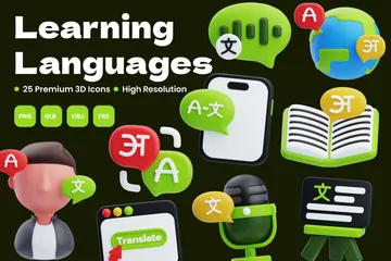 Sprache lernen 3D Icon Pack