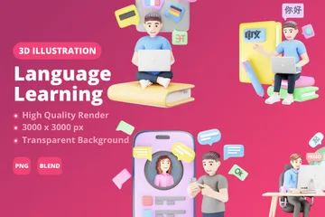 Sprachen lernen 3D Illustration Pack