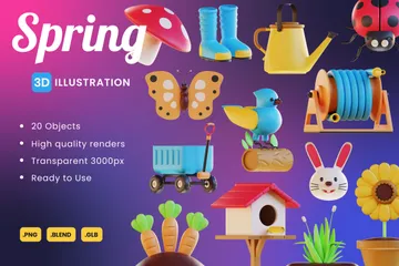 春の季節 3D Iconパック