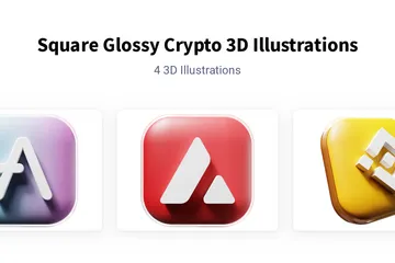 Square Glossy Crypto 3D Illustration Pack