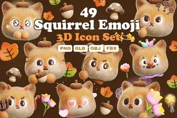 Squirrel Emoji With Decoration 3D Icon Pack