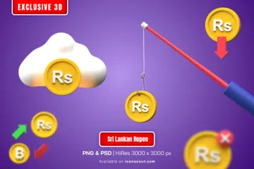 Sri Lankan Rupee Coin 3D Illustration Pack