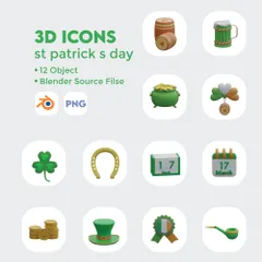 聖パトリックの日 3D Iconパック