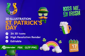 St. Patrick's Day - Der Tag des Heiligen Patrick 3D Icon Pack