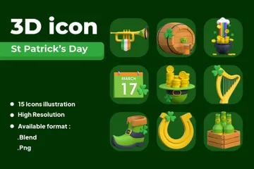 St. Patricks Day - Der Tag der Heiligen Patricks 3D Icon Pack
