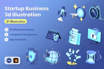 Start-up Unternehmen 3D Illustration Pack