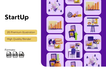 Startup innovadora 3D Icon Pack