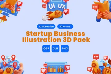 Start-up Unternehmen 3D Icon Pack