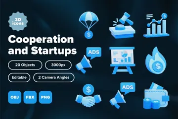 Cooperación y startups Paquete de Icon 3D