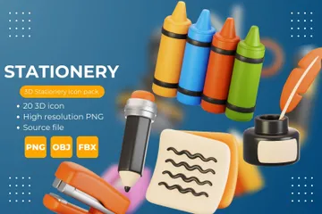 Stationery 3D Icon Pack