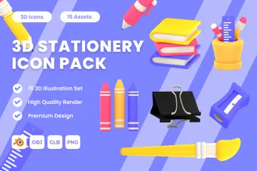 Stationery 3D Icon Pack